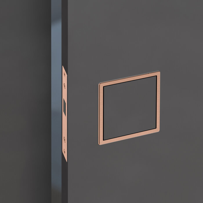 JNF Architectural Hardware JNF FLAT individuell anpassbarer, eingelassener Türgriff mit Einsteckschloss – 120 x 120 mm – Kupfer PVD