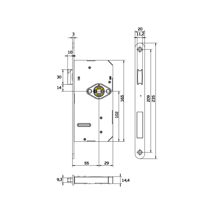 JNF Architectural Hardware JNF Touch to Open gemotoriseerd magnetisch insteekslot – Doornmaat 55 mm