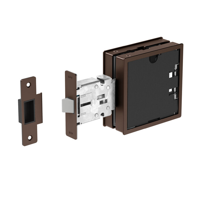 JNF Architectural Hardware JNF FLAT individuell anpassbarer, eingelassener Türgriff mit Einsteckschloss – 120 x 120 mm – Titanium Chocolate PVD