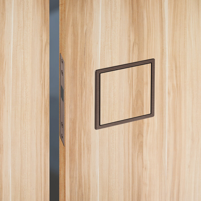JNF Architectural Hardware JNF FLAT personaliseerbare inbouw deurgreep met insteekslot – 120 x 120 mm – Titanium Chocolate PVD