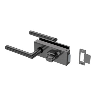 JNF Architectural Hardware Serrure de porte vitrée JNF ALL IN avec poignées + WC – Noir PVD
