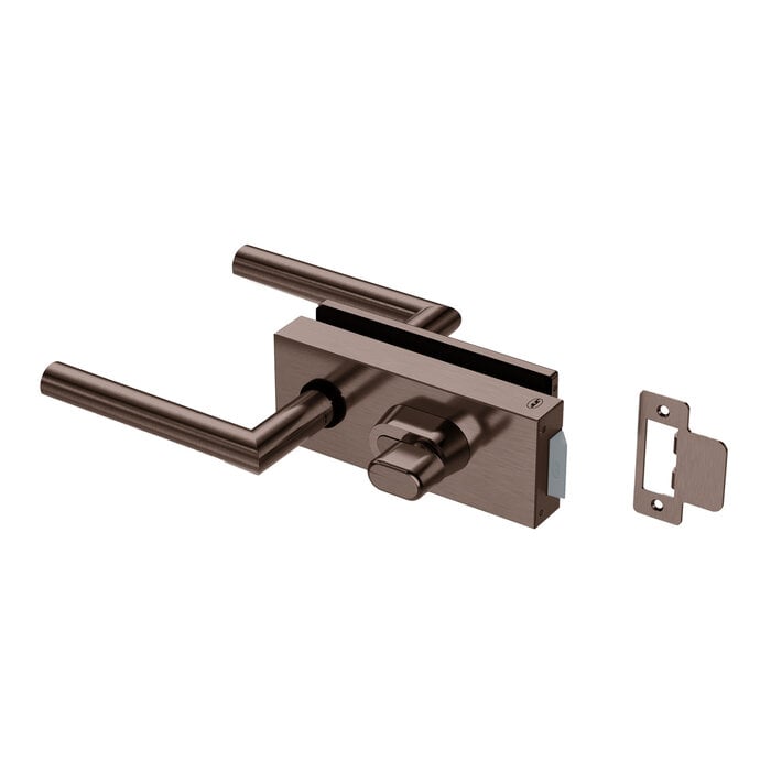 JNF Architectural Hardware JNF ALL IN WC-slotset met deurklinken voor glazen deuren – Titanium Chocolate PVD