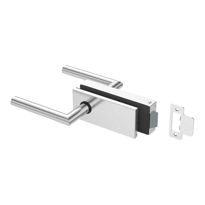 JNF Architectural Hardware JNF ALL IN Glastürschloss mit Türgriffen – Edelstahl satiniert