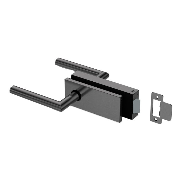 JNF Architectural Hardware Serrure de porte en verre JNF ALL IN avec poignées - Revêtement PVD noir
