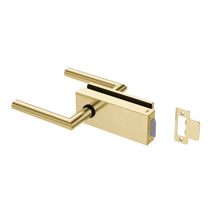 JNF Architectural Hardware JNF ALL IN glass door lock with door handles - Gold PVD