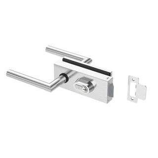 JNF Architectural Hardware Serrure de porte vitrée JNF ALL IN avec poignées et cylindre - Acier inoxydable satiné