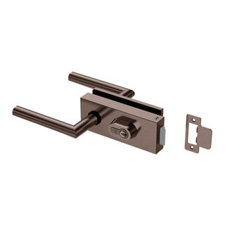 JNF Architectural Hardware JNF ALL IN Glastürschloss mit Zylinder und Türgriffen – Schokoladenbraun PVD