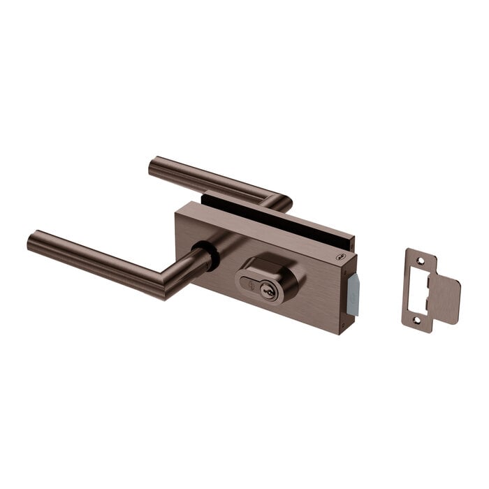 JNF Architectural Hardware JNF ALL IN glazendeurslot met cilinder en deurklinken - Chocolate PVD