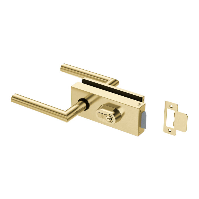 JNF Architectural Hardware JNF ALL IN Glastürschloss mit Zylinder und Türgriffen – Gold PVD