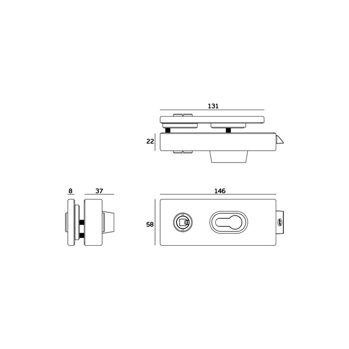 JNF Architectural Hardware JNF ALL IN glazendeurslot met deurklink en vaste deurknop - Inox satijn
