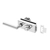 JNF Architectural Hardware Serrure de porte en verre JNF ALL IN avec poignée de porte et bouton de porte fixe - Acier inoxydable satiné