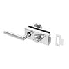 JNF Architectural Hardware Serrure de porte vitrée JNF ALL IN avec poignée de porte + bouton de porte fixe + cylindre de bouton - Acier inoxydable satiné