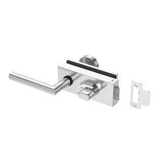 JNF Architectural Hardware JNF ALL IN glazendeurslot met deurklink + vaste deurknop - Inox satijn