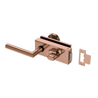 JNF Architectural Hardware JNF ALL IN Glastürschloss mit Türgriff + festem Türknauf + Knaufzylinder - Kupfer PVD