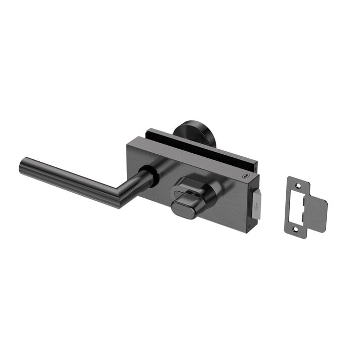 JNF Architectural Hardware JNF ALL IN glazendeurslot met deurklink en vaste deurknop - Zwart PVD