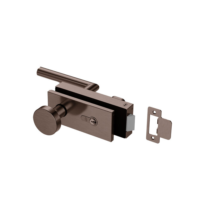 JNF Architectural Hardware JNF ALL IN Glastürschloss mit Türgriff und festem Türknauf – Schokoladenbraun PVD