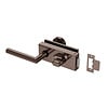 JNF Architectural Hardware Serrure de porte en verre JNF ALL IN avec poignée de porte + bouton de porte fixe + cylindre de bouton - Revêtement PVD chocolat