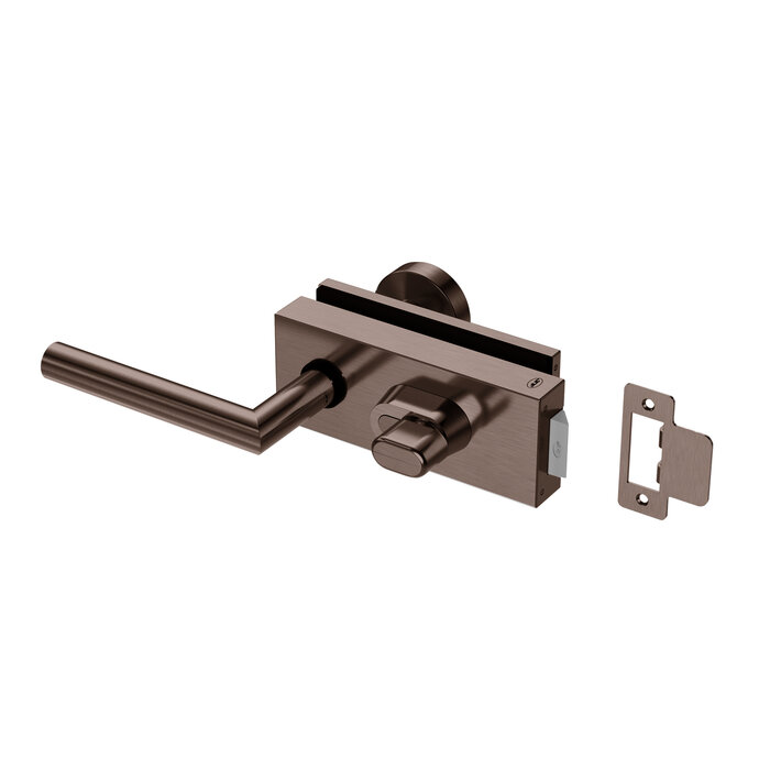 JNF Architectural Hardware JNF ALL IN Glastürschloss mit Türgriff und festem Türknauf – Schokoladenbraun PVD