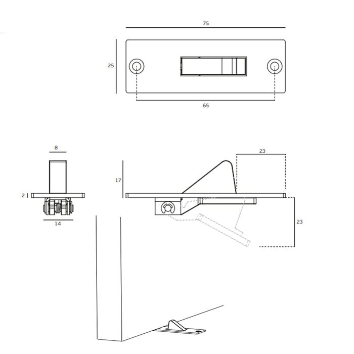 JNF Architectural Hardware JNF inbouw deurvastzetter voor vloermontage – Inox satijn