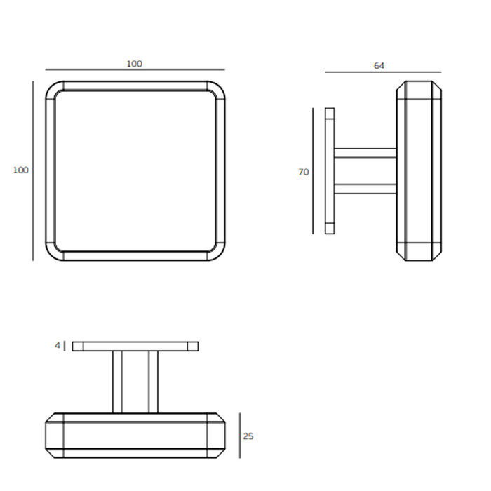JNF Architectural Hardware Poignée de porte carrée fixe JNF GATE COLLECTION – Acier inoxydable satiné