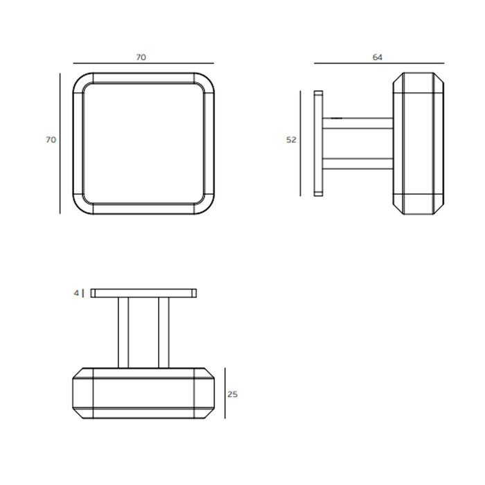 JNF Architectural Hardware JNF GATE COLLECTION quadratischer Türknauf – Kupfer PVD
