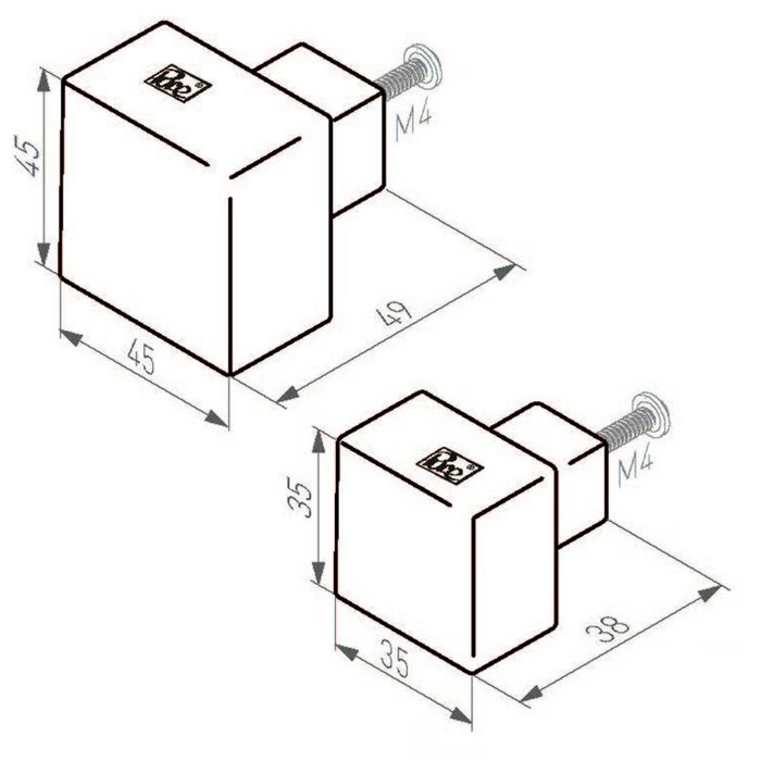 Dauby DAUBY PQ-45 Möbelknopf quadratisch 45 mm – Rohbronze (RB)