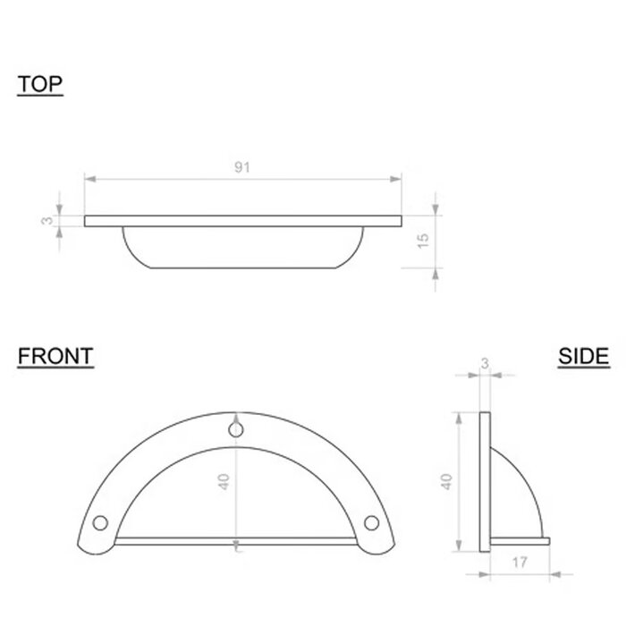Dauby DAUBY CDF P49 Möbelmuschelgriff – Rost (RC) – 91 mm