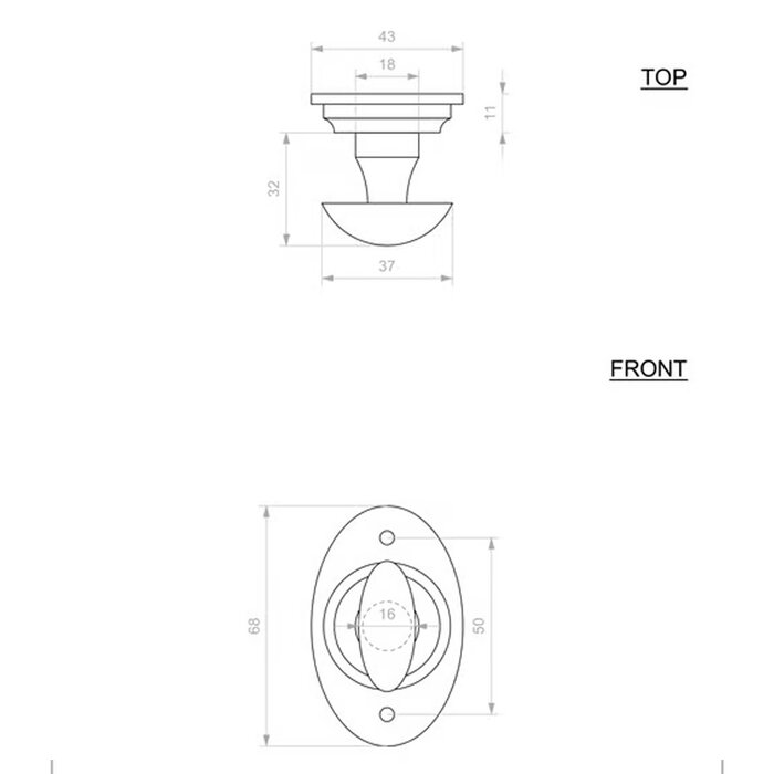 Dauby Bouton de condamnation WC DAUBY CDF BT294/R1508 – Fer forgé (FP)