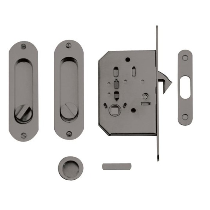 HDD Schiebetürschale FRA oval per Set Edelstahl-Optik mit Schloss