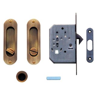 HDD Schiebetürschale FRA oval per Set Bronze mit Schloss