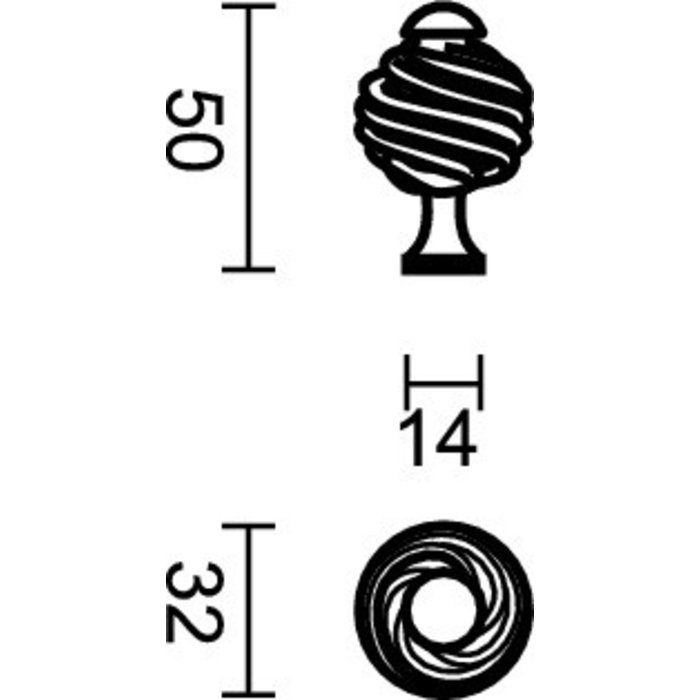 HDD Möbelgriff SPIRALUS rund rost