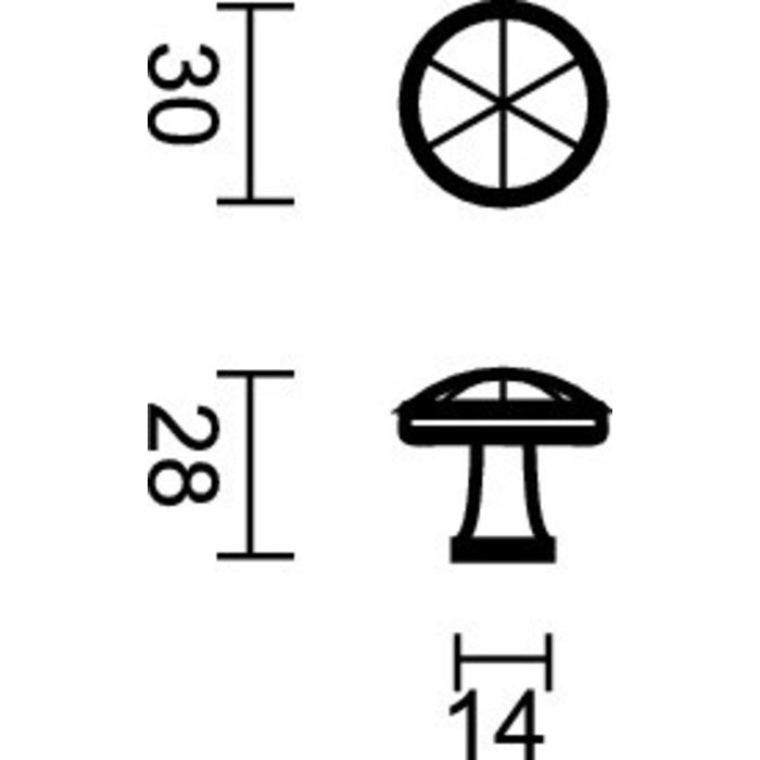 HDD Möbelgriff Rundstern Rost