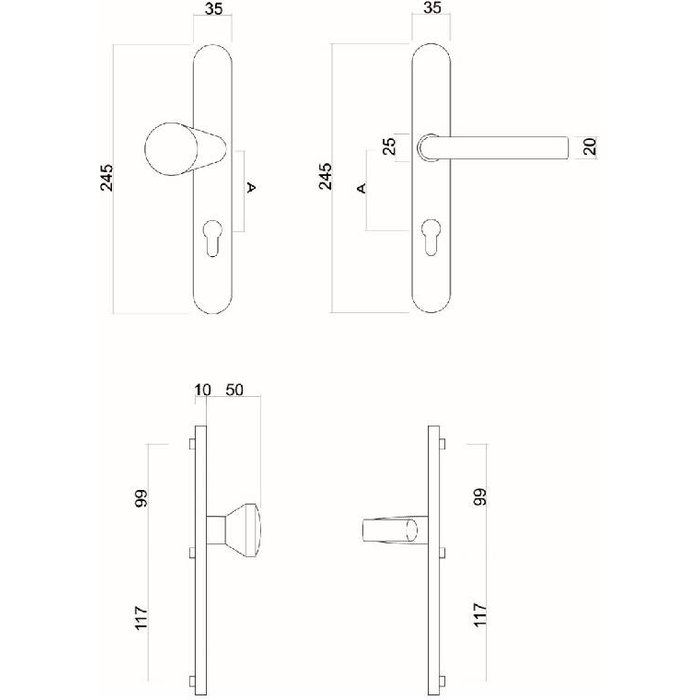 HDD Poignée de porte HDD de sécurité + bouton fixe noir