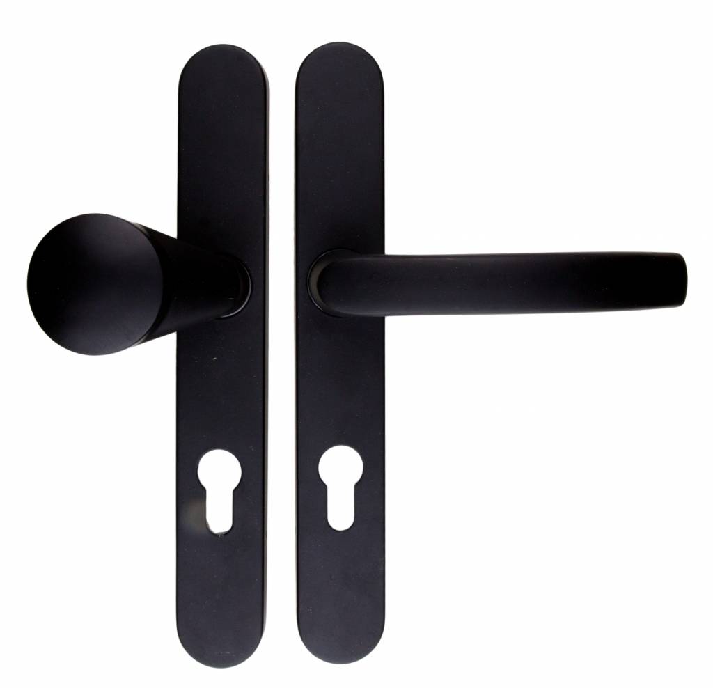 Veiligheidsgarnituur HDD deurklink + vaste knop zwart