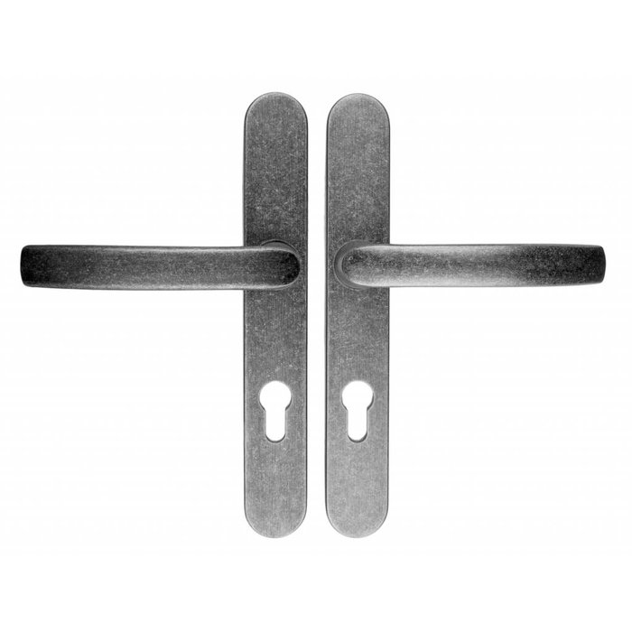 HDD Safety fitting on oval shield - handle and handle - Old Silver