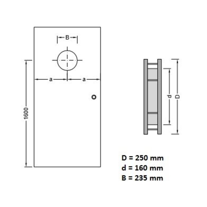 Stainless steel porthole B1000 250 mm + transparent safety glass