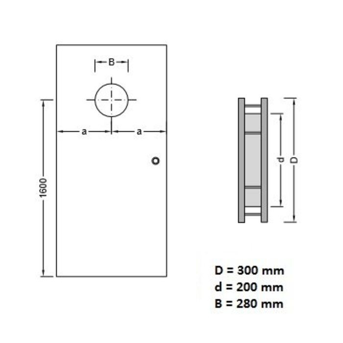 Bullauge aus Edelstahl B1000 300 mm + transparentes Sicherheitsglas