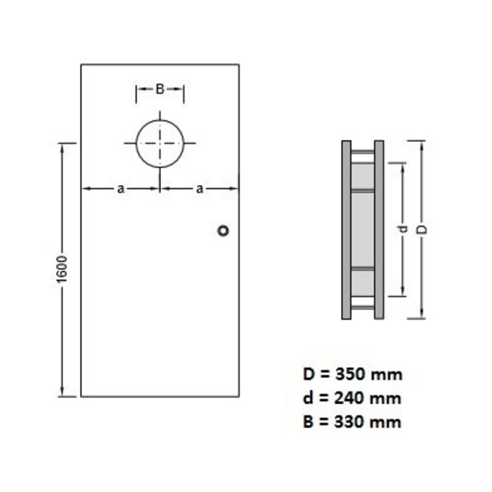 RVS patrijspoort B1000 350 mm + doorzichtig veiligheidsglas