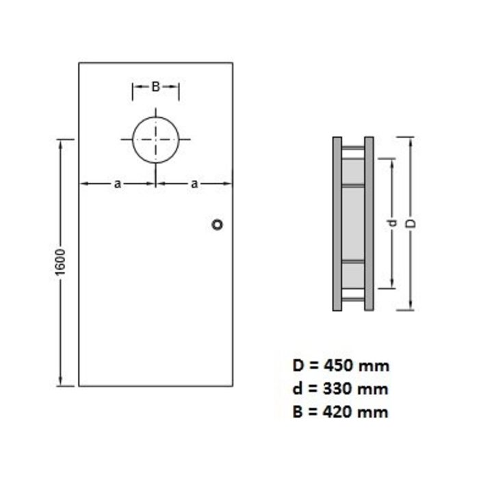 Bullauge aus Edelstahl B1000 450 mm + transparentes Sicherheitsglas