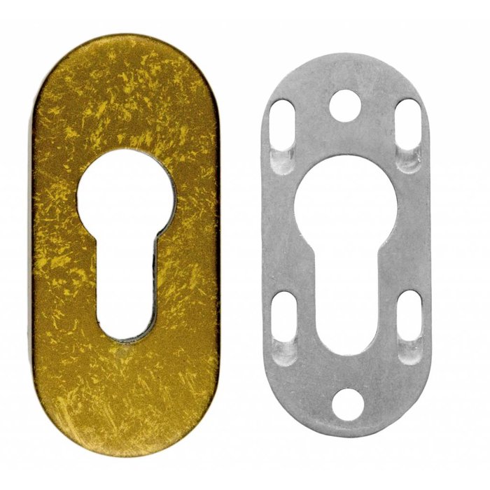 HDD VEILIGHEIDSCYLINDER PLAATJE OVAAL OLD YELLOW 6MM