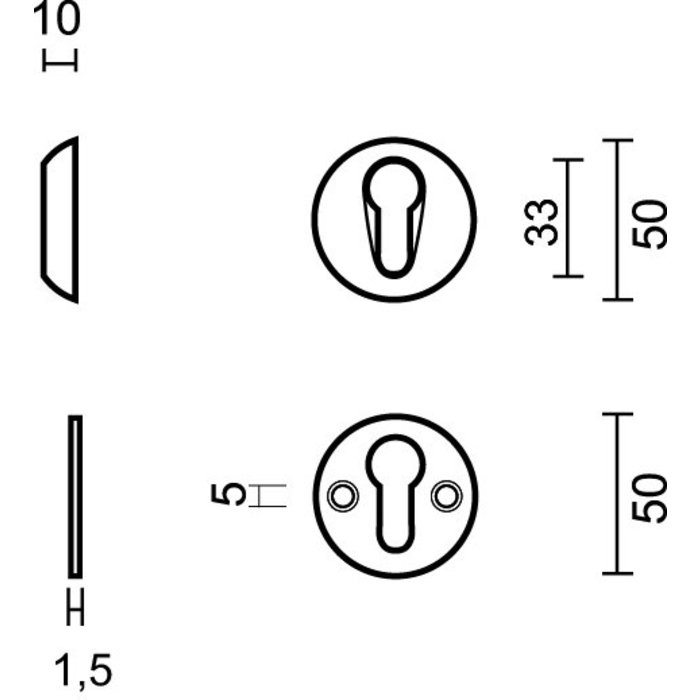 HDD ENTREE CYLINDRE DE SECURITE OLD SILVER 10MM