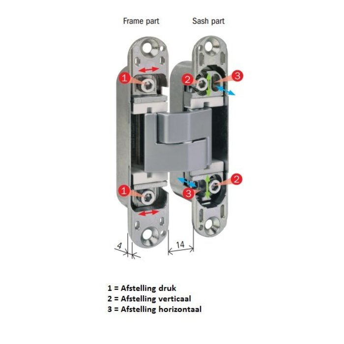 AGB Invisible 3D hinge AGB eclipse 3 stainless steel look