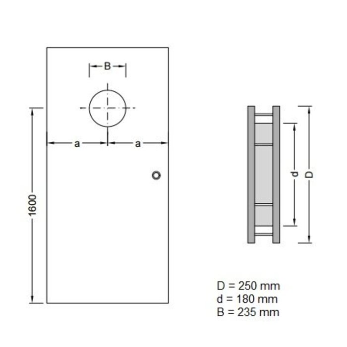 RVS Patrijspoort B2000 250 mm + doorzichtig veiligheidsglas en onzichtbare bevestiging