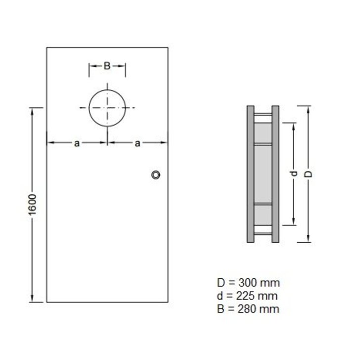 RVS Patrijspoort B2000 300 mm + dubbel doorzichtig veiligheidsglas, onzichtbare bevestiging