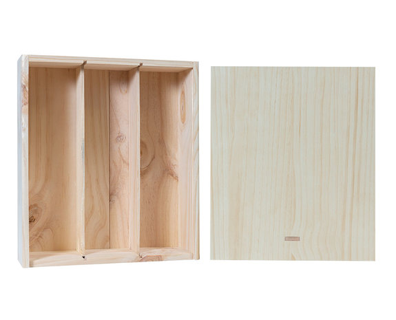3-vaks luxe houten wijnkist
