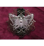 Haarclip Schmetterling auf Ornament, silber