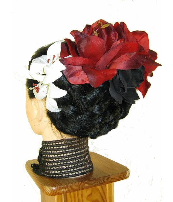 Hair Flower Set Red Passion