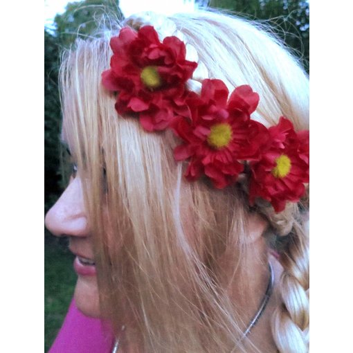 Red Daisy Hair Flowers