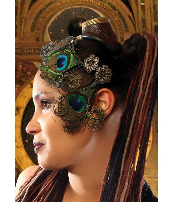 Peacock Fascinator Bronze Flower