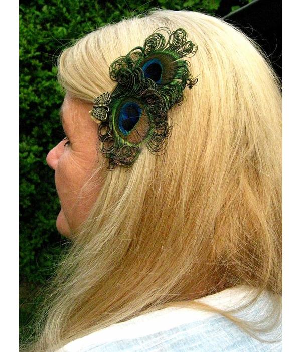 Bronze Peacock Butterfly Hair Clip